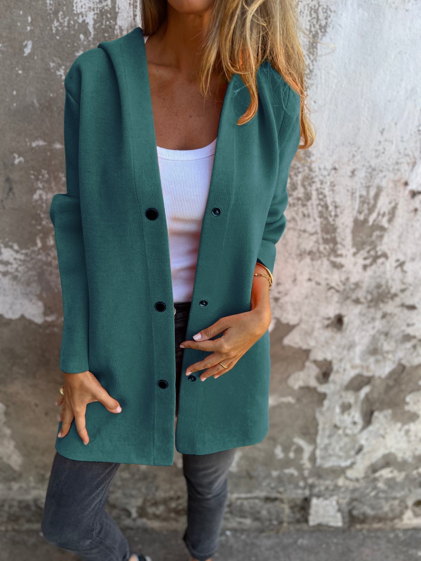 Adriana | Knitted Cardigan with Buttons and Hood (Sale)