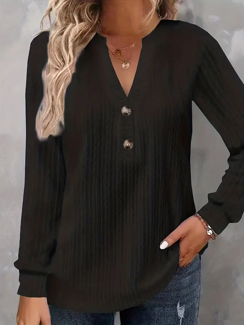 CozyCharm V-Neck Knit Top