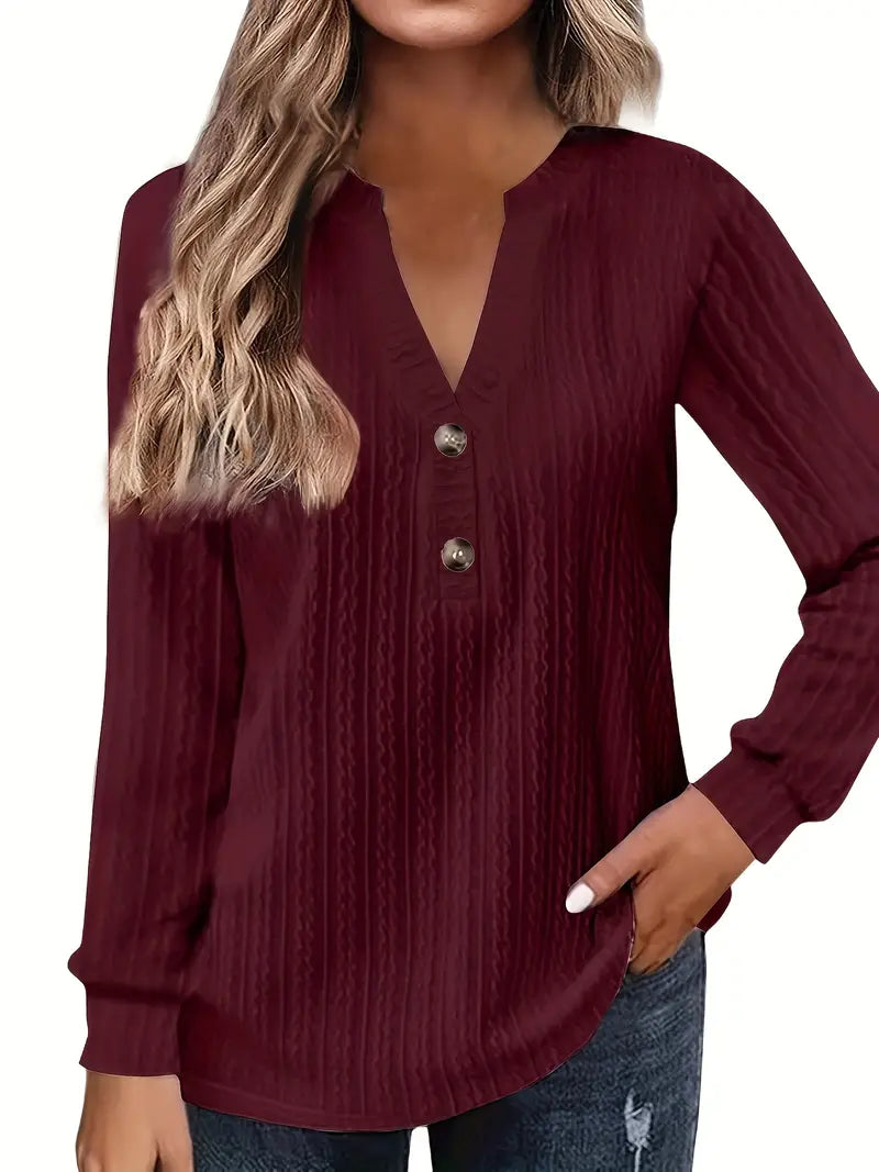 CozyCharm V-Neck Knit Top