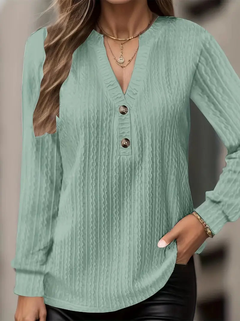 CozyCharm V-Neck Knit Top