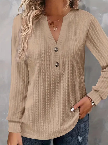 CozyCharm V-Neck Knit Top