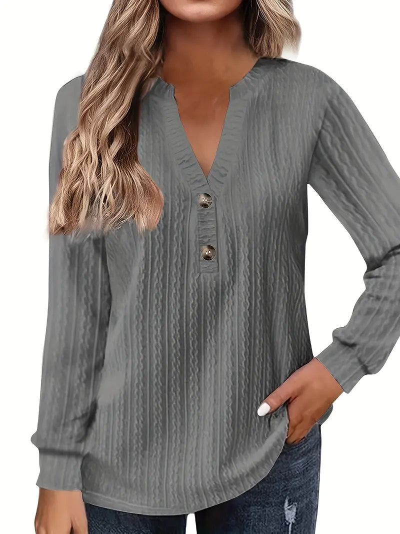 CozyCharm V-Neck Knit Top