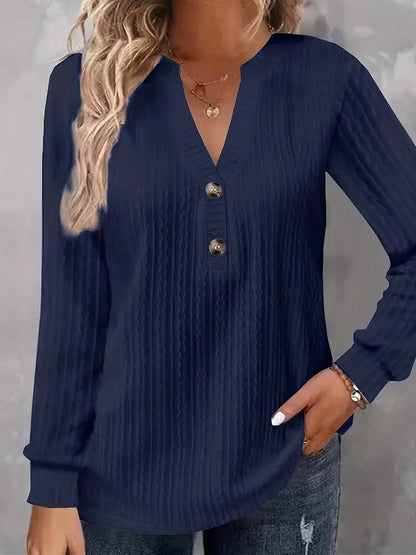 CozyCharm V-Neck Knit Top