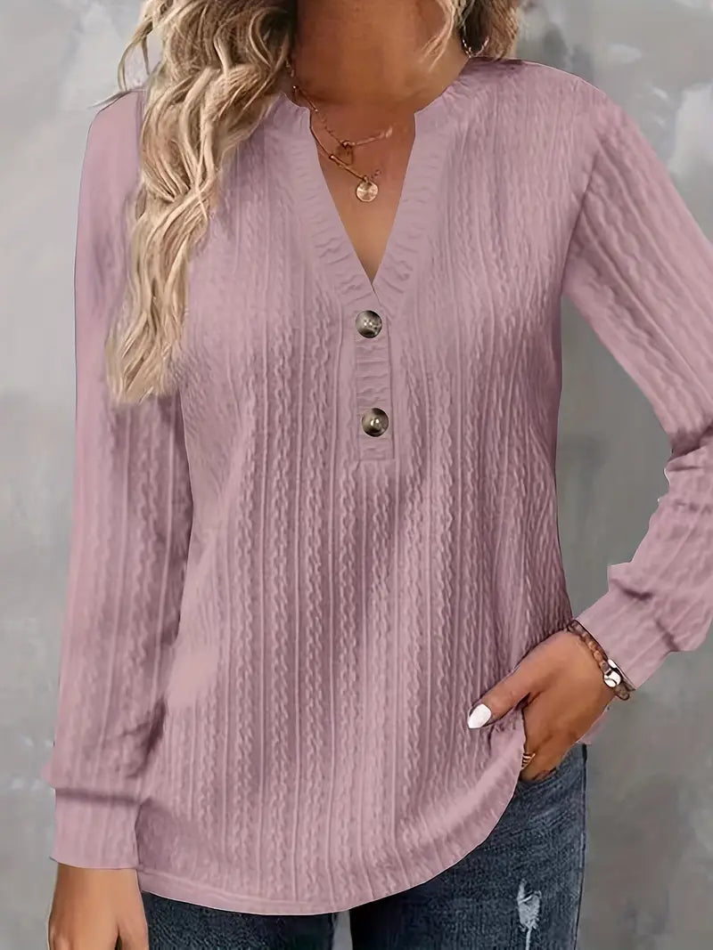 CozyCharm V-Neck Knit Top