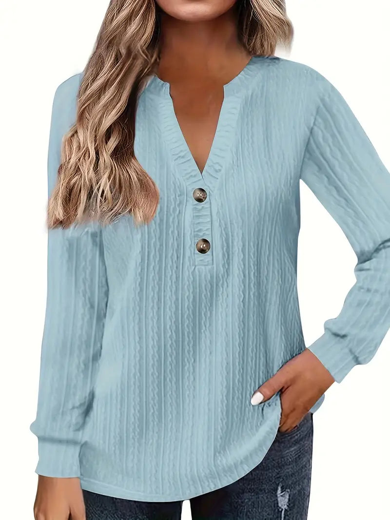 CozyCharm V-Neck Knit Top