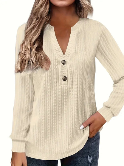 CozyCharm V-Neck Knit Top