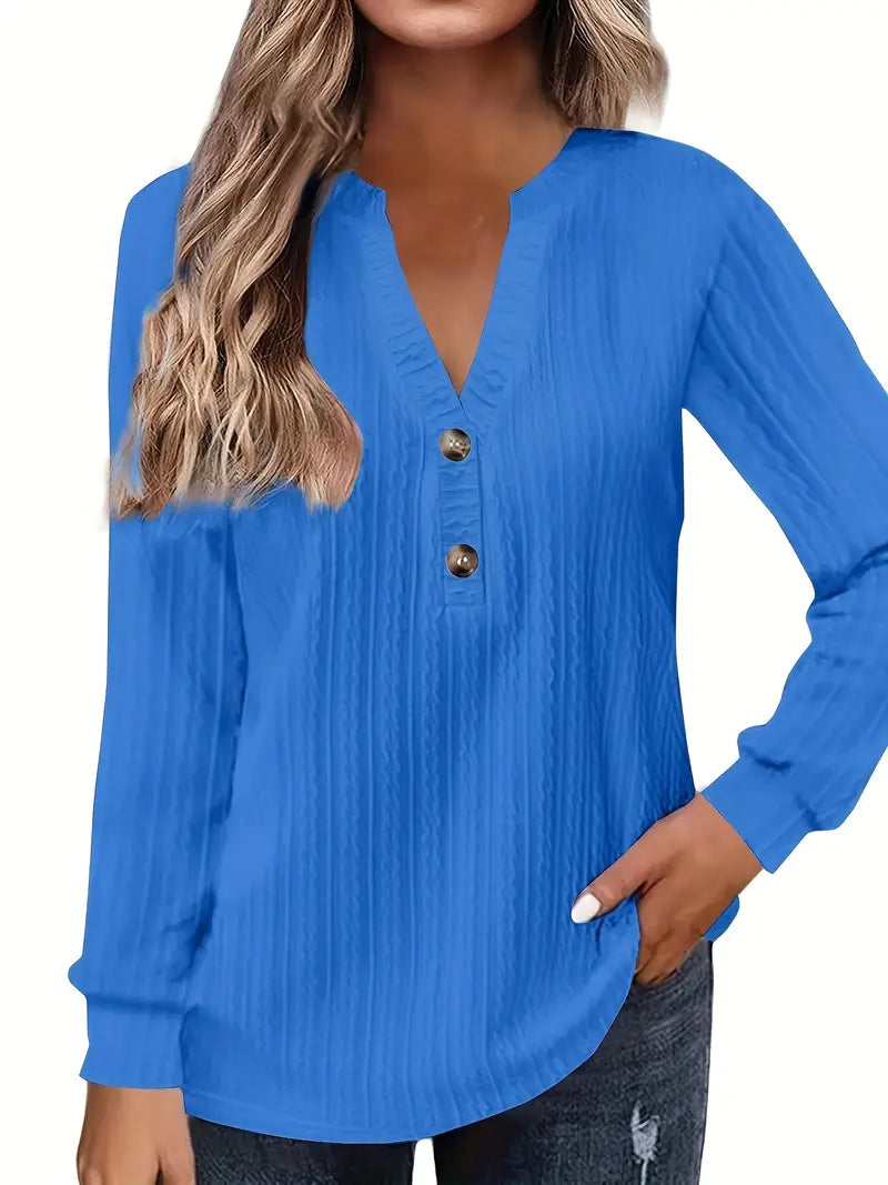 CozyCharm V-Neck Knit Top