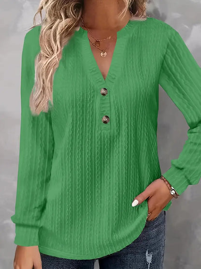 CozyCharm V-Neck Knit Top