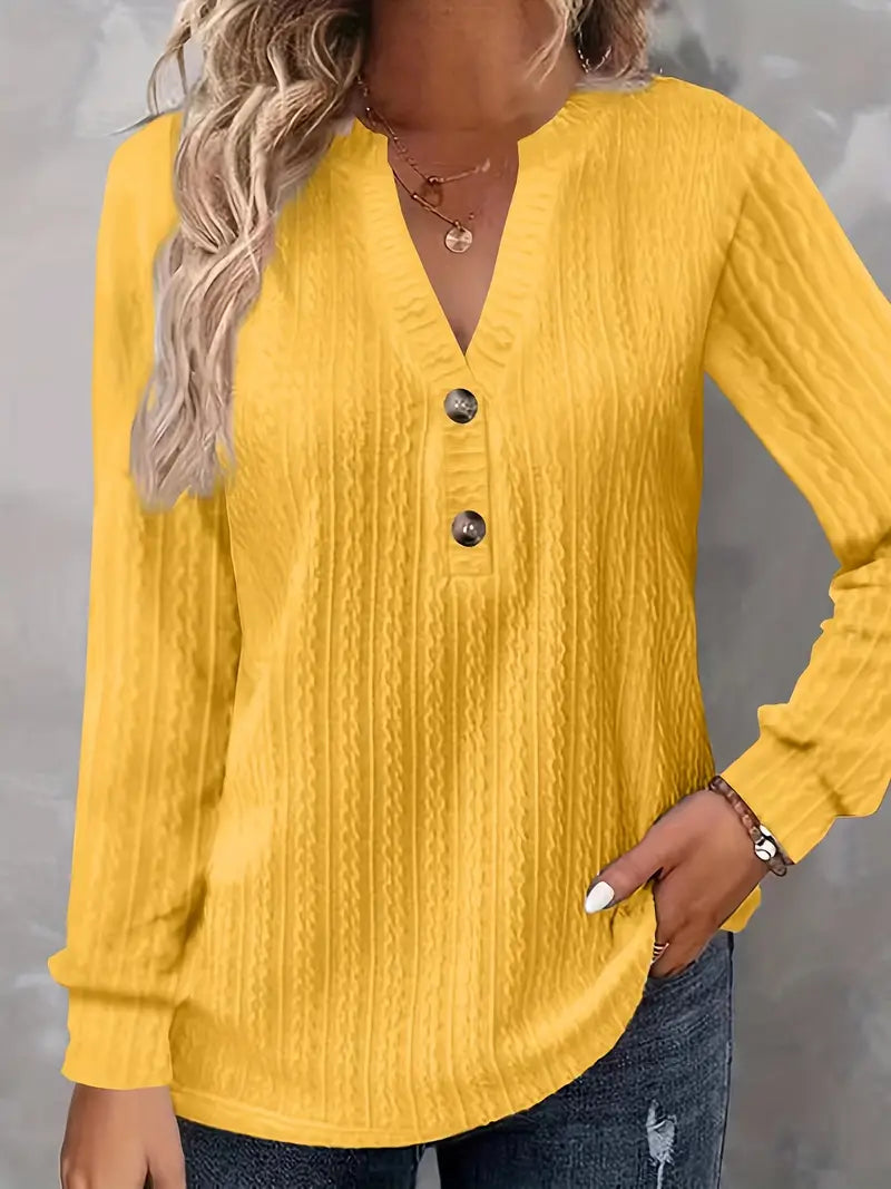 CozyCharm V-Neck Knit Top