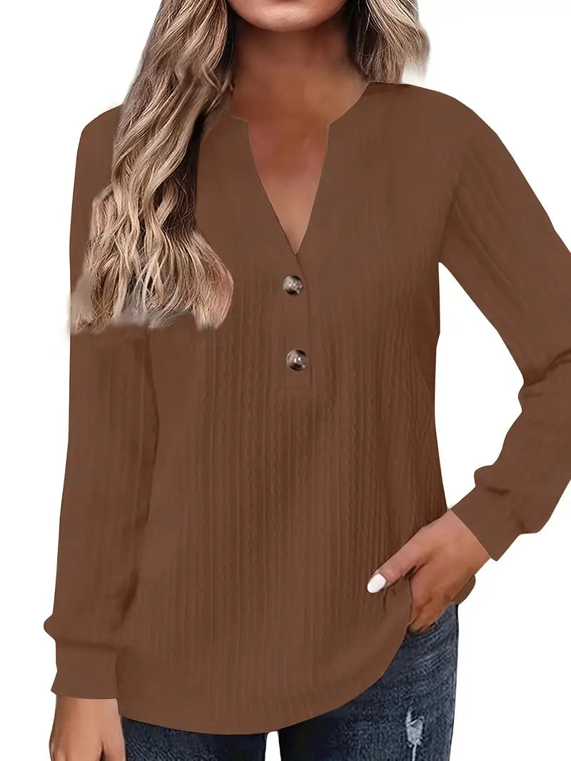 CozyCharm V-Neck Knit Top